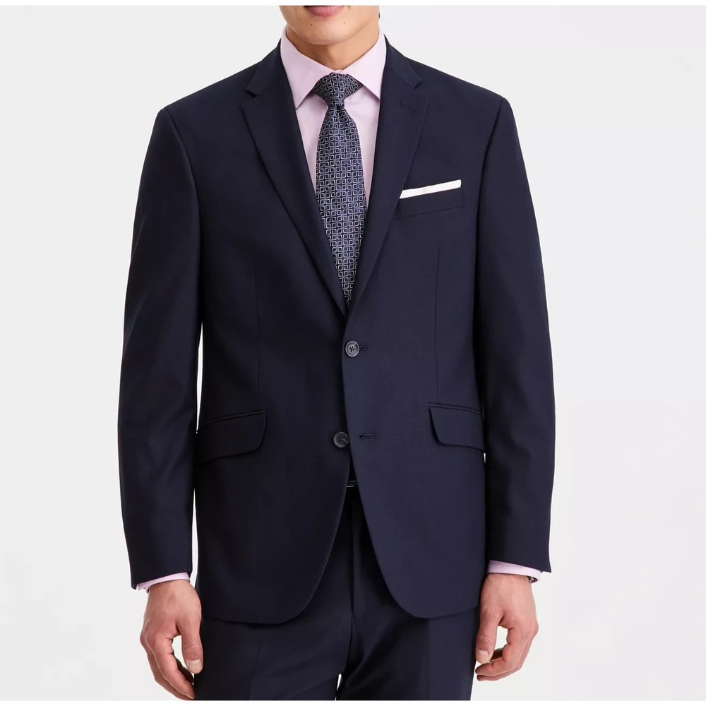 Kenneth Cole Reaction Men 2-pc Techni-Cole Suit Navy Jacket 44L Pant 37W 32L - Picture 5 of 14
